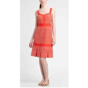 Tory Burch Berdine Sleeveless Eyelet Fitted Bodice Dress Red Orange Size 0